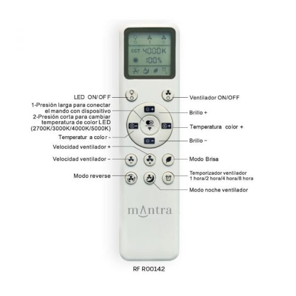 VENTILADOR LED RETRACTIL ALASKA NEGRO 8754 MANTRA - Imagen 2
