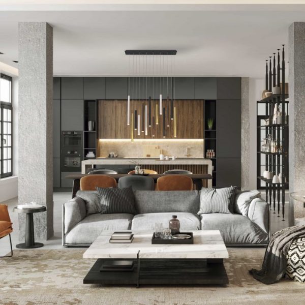 LÁMPARA LED 84W CALA BLANCO NEGRO ORO CORTEN 8085 MANTRA - Imagen 2