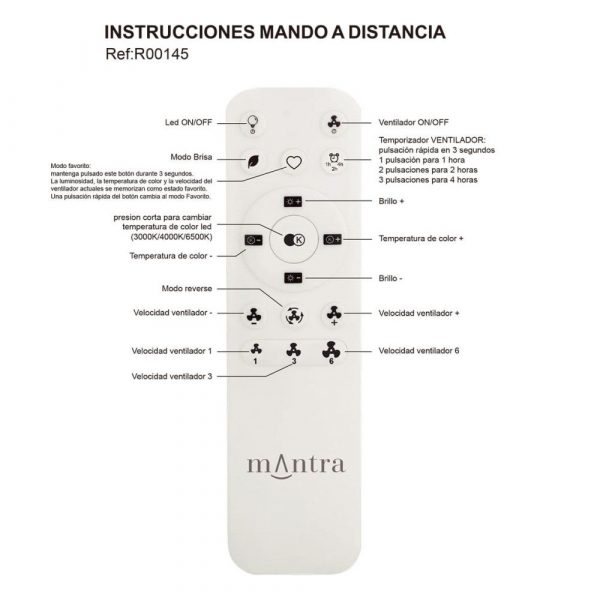 VENTILADOR RETRACTIL LED MISTRAL BLANCO 8826 MANTRA - Imagen 2