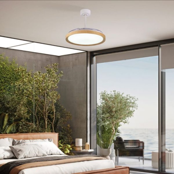 VENTILADOR RETRACTIL LED MISTRAL MADERA 8827 MANTRA - Imagen 2