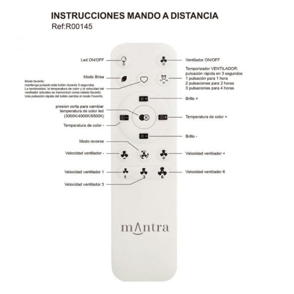VENTILADOR RETRACTIL LED MISTRAL MADERA 8827 MANTRA - Imagen 3
