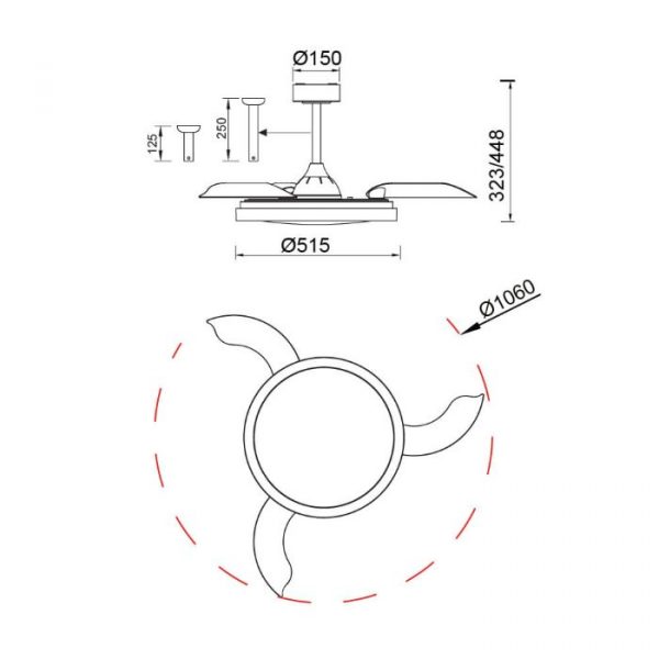VENTILADOR RETRACTIL LED MISTRAL MADERA 8827 MANTRA - Imagen 4
