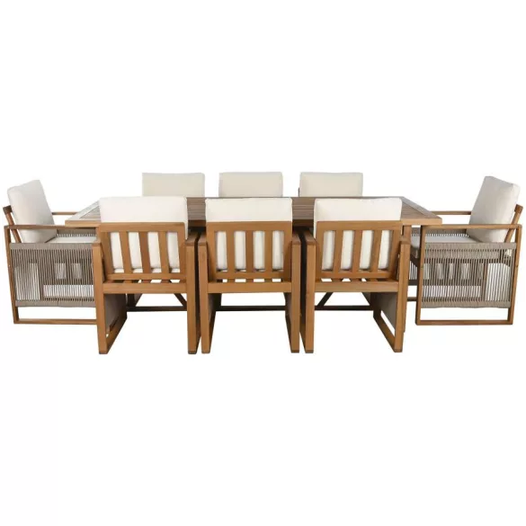 MESA COMEDOR SET 9 EUCALIPTO 230X100X75 8 COMENSAL