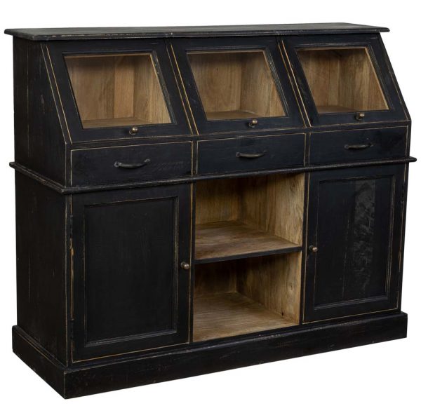 APARADOR MADERA ENVEJECIDO NEGRO 129X45X106