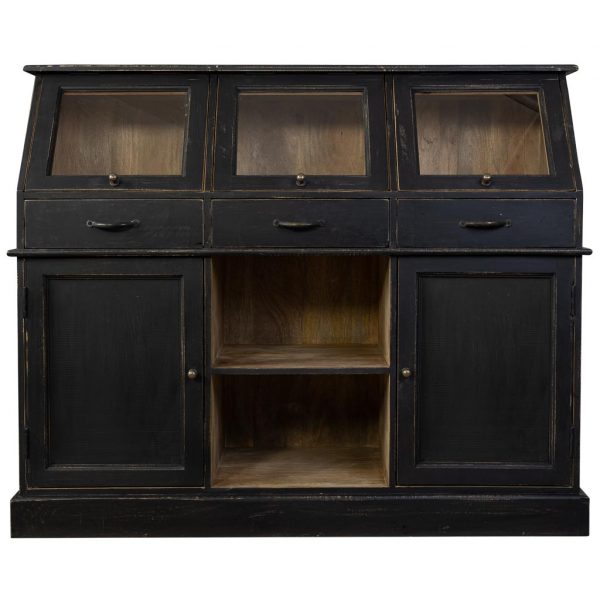 APARADOR MADERA ENVEJECIDO NEGRO 129X45X106 - Imagen 2
