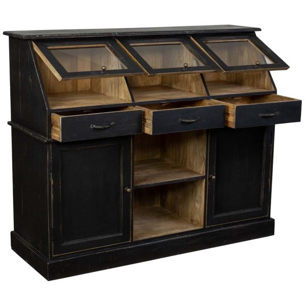 APARADOR MADERA ENVEJECIDO NEGRO 129X45X106 - Imagen 3