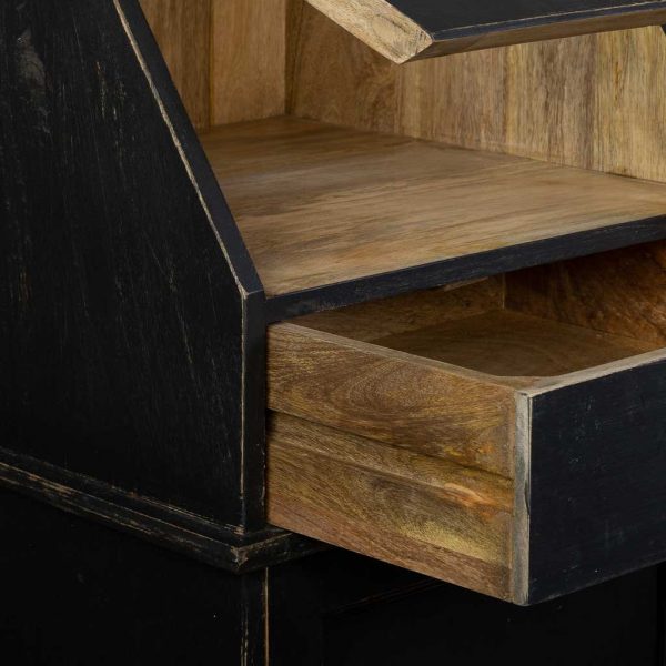 APARADOR MADERA ENVEJECIDO NEGRO 129X45X106 - Imagen 5