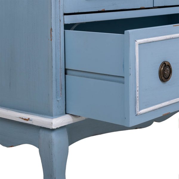 ARMARIO 80X40X138 MADERA AZUL RATÁN NATURAL - Imagen 5