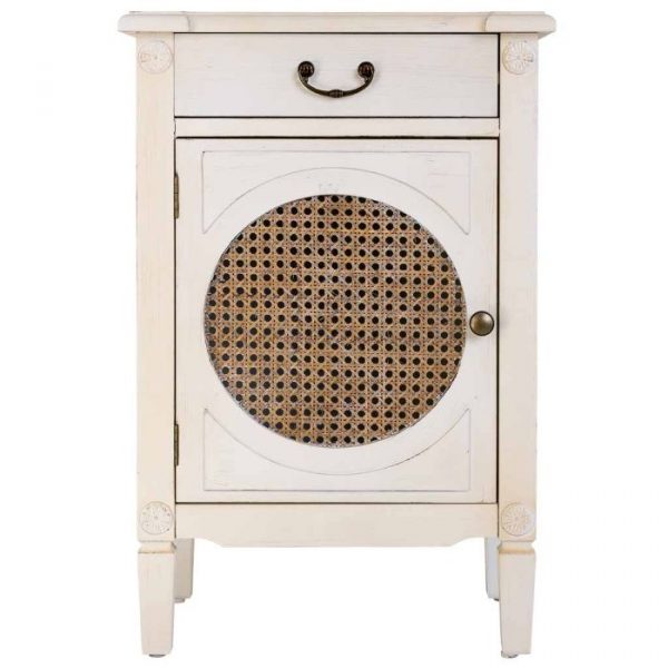 MESITA MADERA LAC BLANCO REJILLA 46X36X68CM - Imagen 2