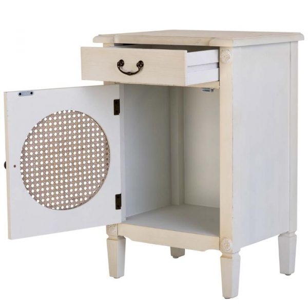 MESITA MADERA LAC BLANCO REJILLA 46X36X68CM - Imagen 3