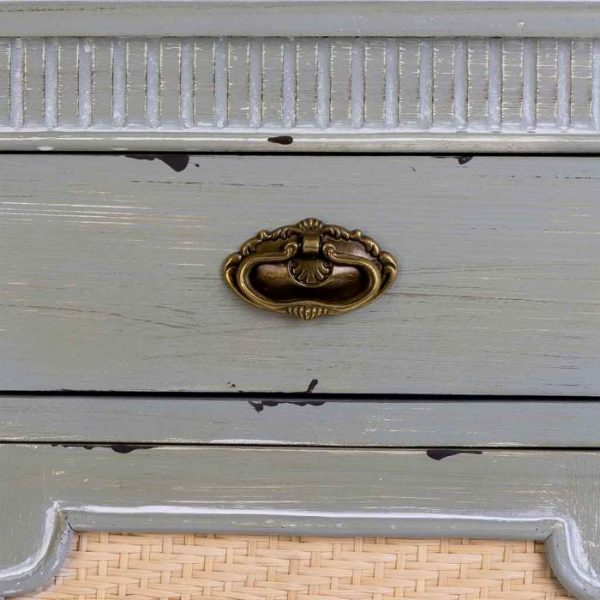 MESITA MADERA LAC AZUL Y REJILLA DE 1 CAJON Y 1 PUERTA 46X36X68CM - Imagen 5