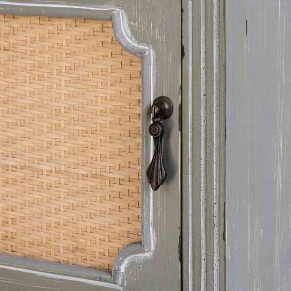 MESITA MADERA LAC AZUL Y REJILLA DE 1 CAJON Y 1 PUERTA 46X36X68CM - Imagen 6