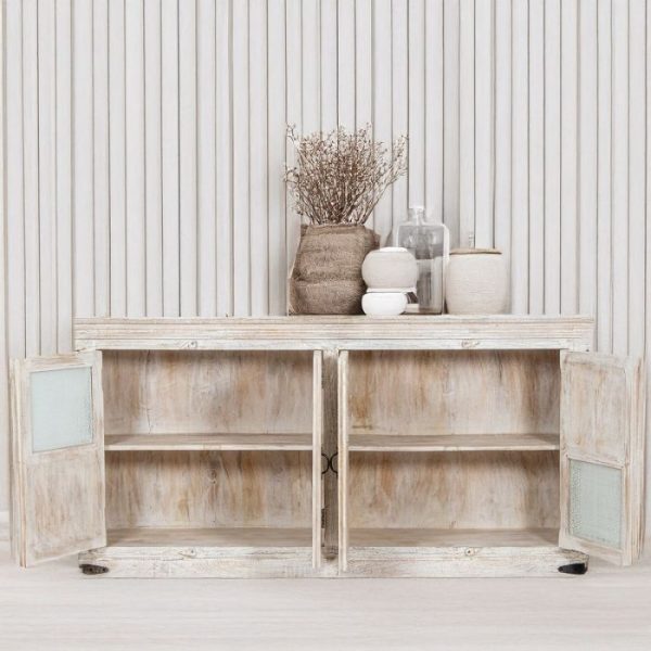 APARADOR MADERA MANGO C/4 PUERTAS 180x40x90CM - Imagen 3