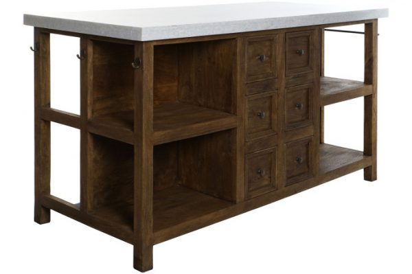 ISLA COCINA MADERA MARMOL 168X76X92 6 CAJ 4 BALDAS - Imagen 2