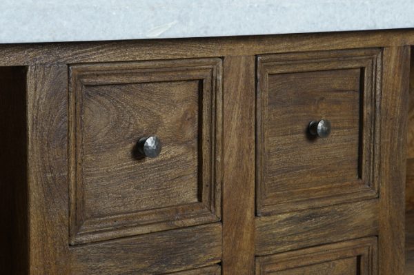ISLA COCINA MADERA MARMOL 168X76X92 6 CAJ 4 BALDAS - Imagen 5