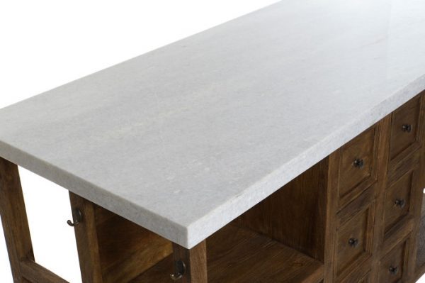 ISLA COCINA MADERA MARMOL 168X76X92 6 CAJ 4 BALDAS - Imagen 6