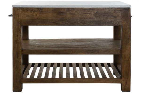 ISLA COCINA MADERA MARMOL 119X70X92 2 CAJONES - Imagen 3