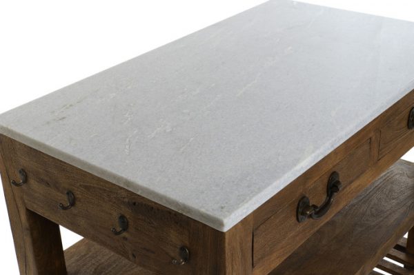ISLA COCINA MADERA MARMOL 119X70X92 2 CAJONES - Imagen 5