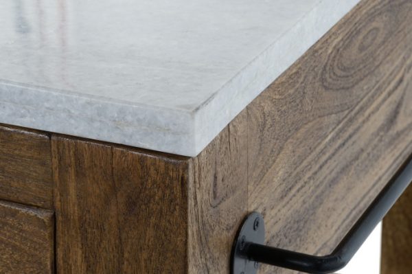ISLA COCINA MADERA MARMOL 119X70X92 2 CAJONES - Imagen 9