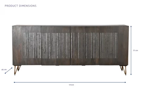BUFFET MANGO METAL 177X45X77 MARRON - Imagen 6