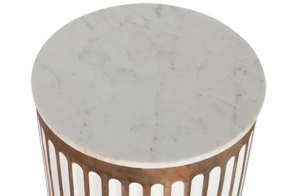 MESITA AUXILIAR MANGO MARMOL 41X41X52 BLANCO - Imagen 2