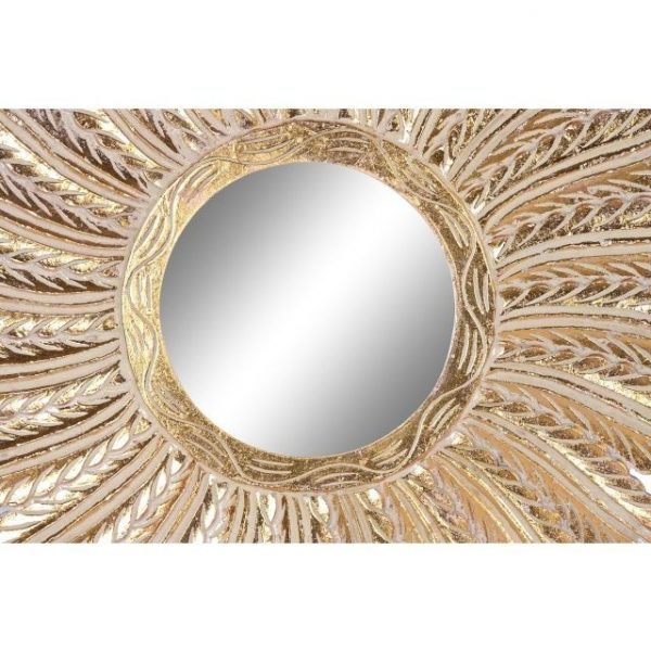 ESPEJO MANGO CRISTAL 90X3X90 PLUMAS DECAPE DORADO - Imagen 2