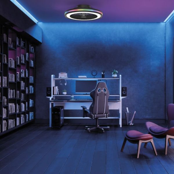 GAMER GRANDE VENTILADOR NEGRO LED 7862 MANTRA - Imagen 2