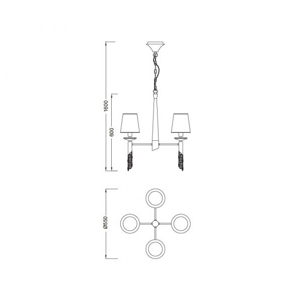 MANTRA TIFFANY CROMO COLGANTE 4+4L - Imagen 3