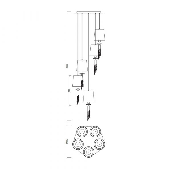 MANTRA TIFFANY CROMO COLGANTE 5+5L - Imagen 3