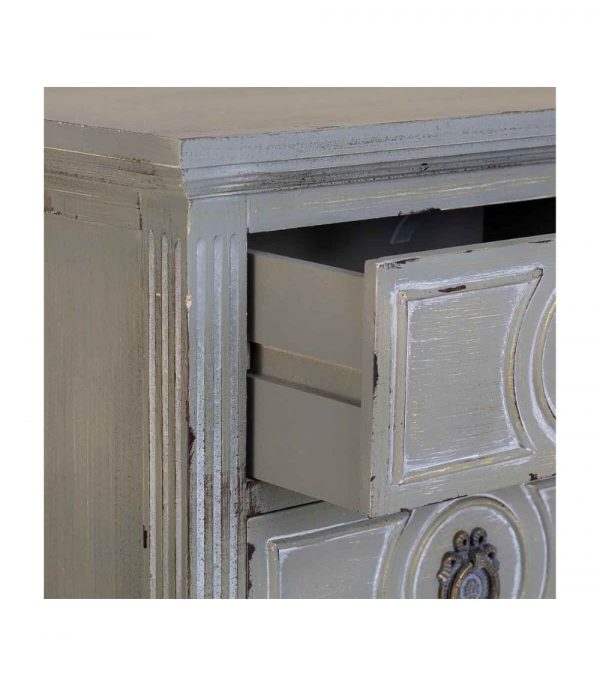 MESITA DE NOCHE 46X33X67 MADERA GRIS ROZADO PATINADO BLANCO - Imagen 4