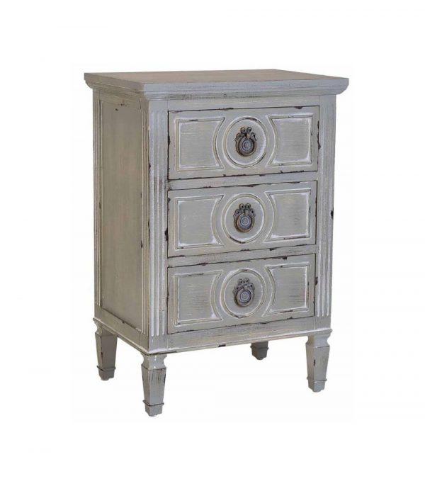 MESITA DE NOCHE 46X33X67 MADERA GRIS ROZADO PATINADO BLANCO
