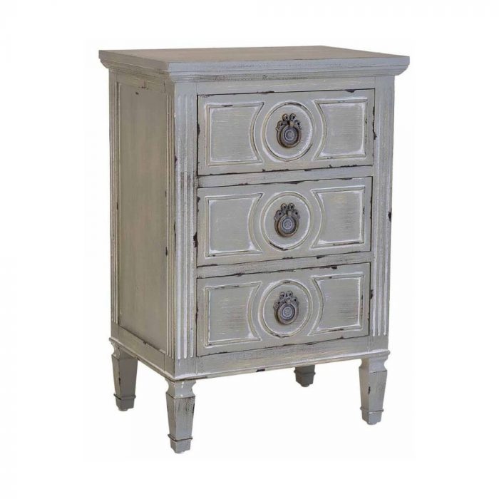 MESITA DE NOCHE 46X33X67 MADERA GRIS ROZADO PATINADO BLANCO