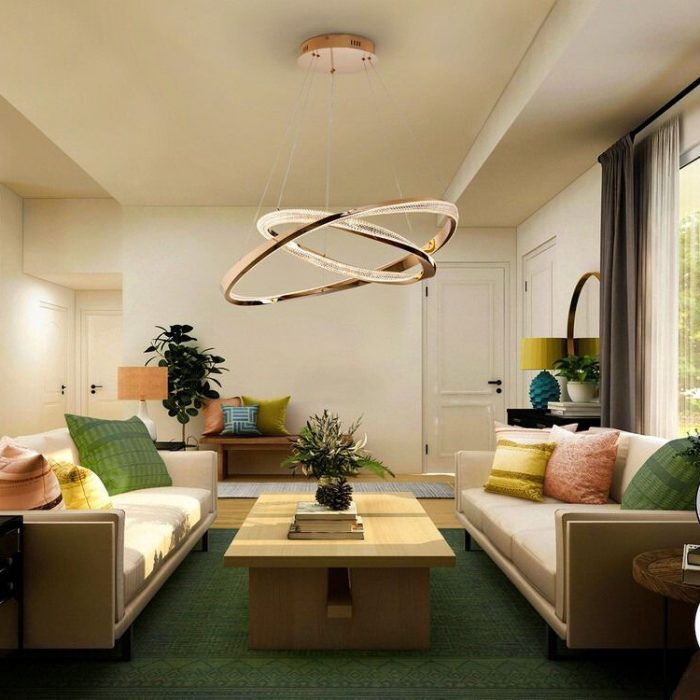 ORBITAS LAMPARA 2 AROS ORO 554107 SCHULLER