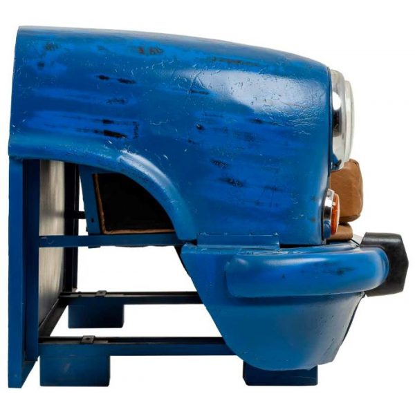 SOFA COCHE DE METAL TAPIZADO AZUL 157X68X68CM - Imagen 4