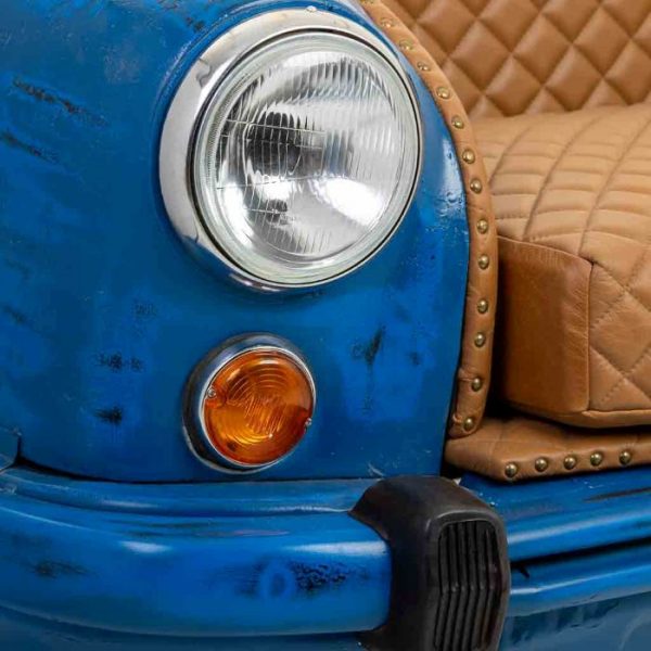 SOFA COCHE DE METAL TAPIZADO AZUL 157X68X68CM - Imagen 5