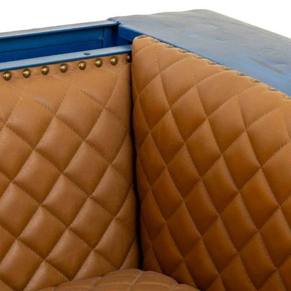 SOFA COCHE DE METAL TAPIZADO AZUL 157X68X68CM - Imagen 7
