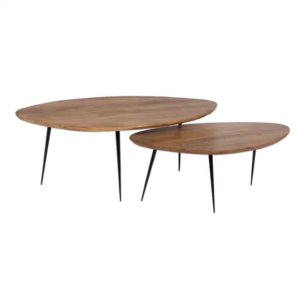 S/2 MESA CENTRO NATURAL MADERA-METAL 110 X 63 X 40 CM - Imagen 3