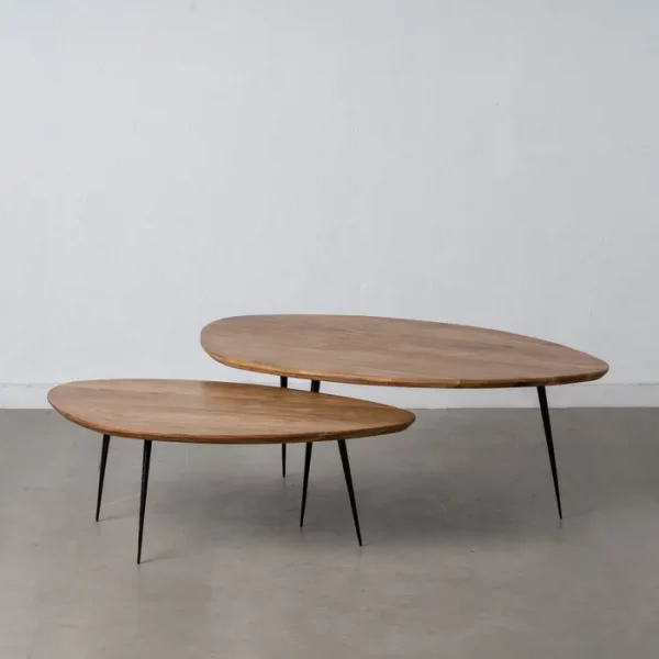 S/2 MESA CENTRO NATURAL MADERA-METAL 110 X 63 X 40 CM - Imagen 2
