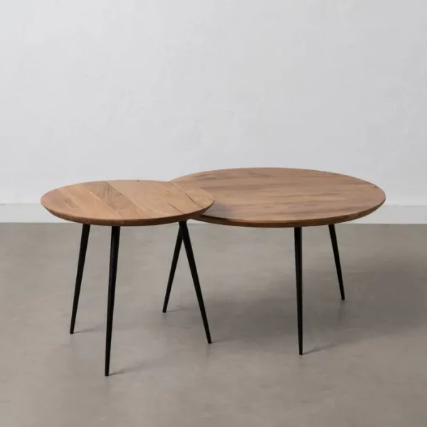 S/2 MESA CENTRO NATURAL MADERA-METAL 70 X 70 X 40 CM - Imagen 2