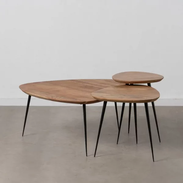 S/3 MESA CENTRO NATURAL MADERA-METAL 86 X 81 X 43 CM - Imagen 2