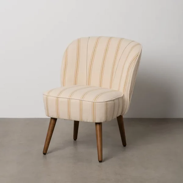 SILLÓN RAYAS MIEL MADERA DE CAUCHO SALÓN 54 X 64 X 73 CM - Imagen 2