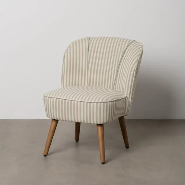 SILLÓN RAYAS VERDE MADERA DE CAUCHO 54 X 64 X 73 CM - Imagen 2