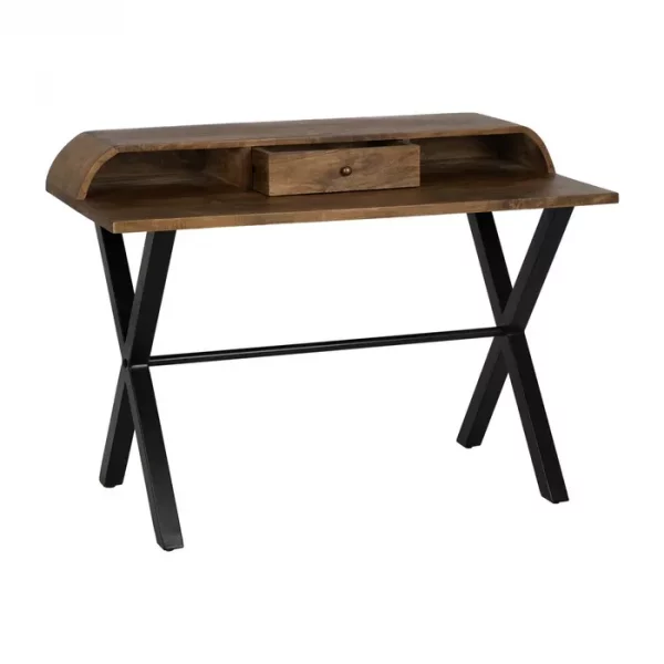 ESCRITORIO NATURAL-NEGRO MADERA DE MANGO 125 X 62 X 90 CM - Imagen 4