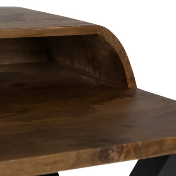 ESCRITORIO NATURAL-NEGRO MADERA DE MANGO 125 X 62 X 90 CM - Imagen 8