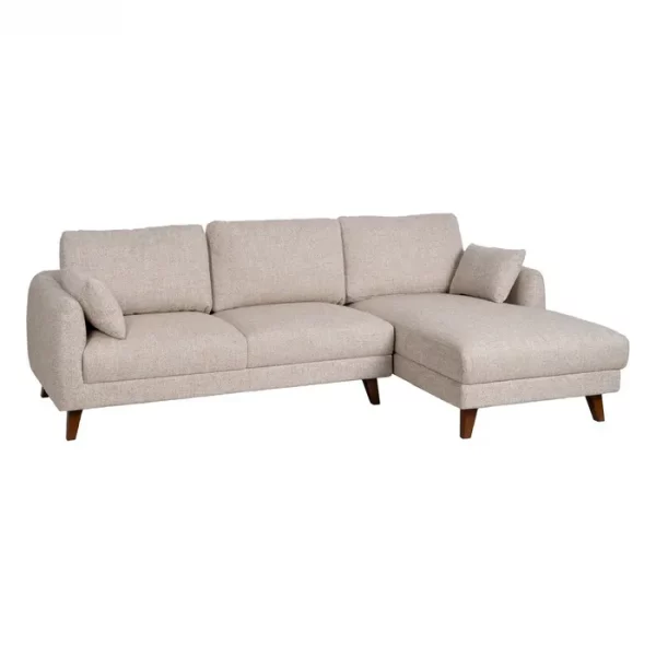 SOFÁ CHAISE LONGUE BEIGE TEJIDO-MADERA 240 X 155 X 86 CM - Imagen 3