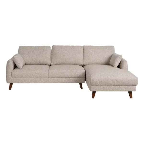 SOFÁ CHAISE LONGUE BEIGE TEJIDO-MADERA 240 X 155 X 86 CM - Imagen 4