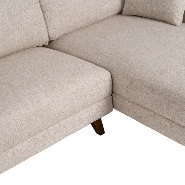 SOFÁ CHAISE LONGUE BEIGE TEJIDO-MADERA 240 X 155 X 86 CM - Imagen 7