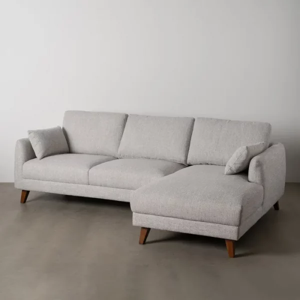 SOFÁ CHAISE LONGUE GRIS TEJIDO-MADERA 240 X 155 X 86 CM - Imagen 2