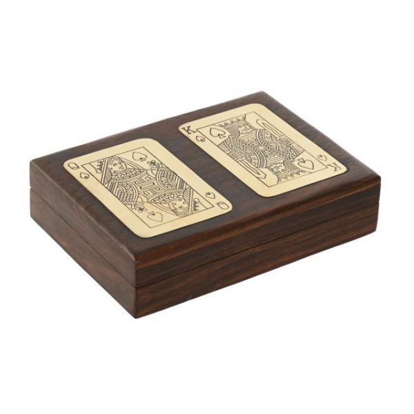 JUEGO SET 2 SHEESHAM METAL 16X11X4 CARTAS MARRON - Imagen 2