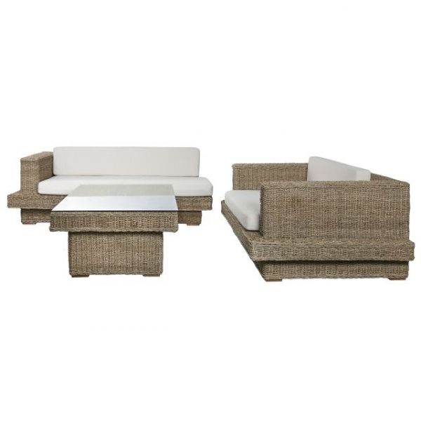 SOFA SET 3 FIBRA 192X105X63 CON COJINES NATURAL